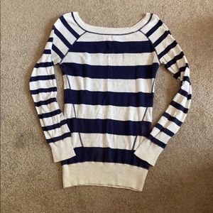 Blue and white stripped long sleeve shirt